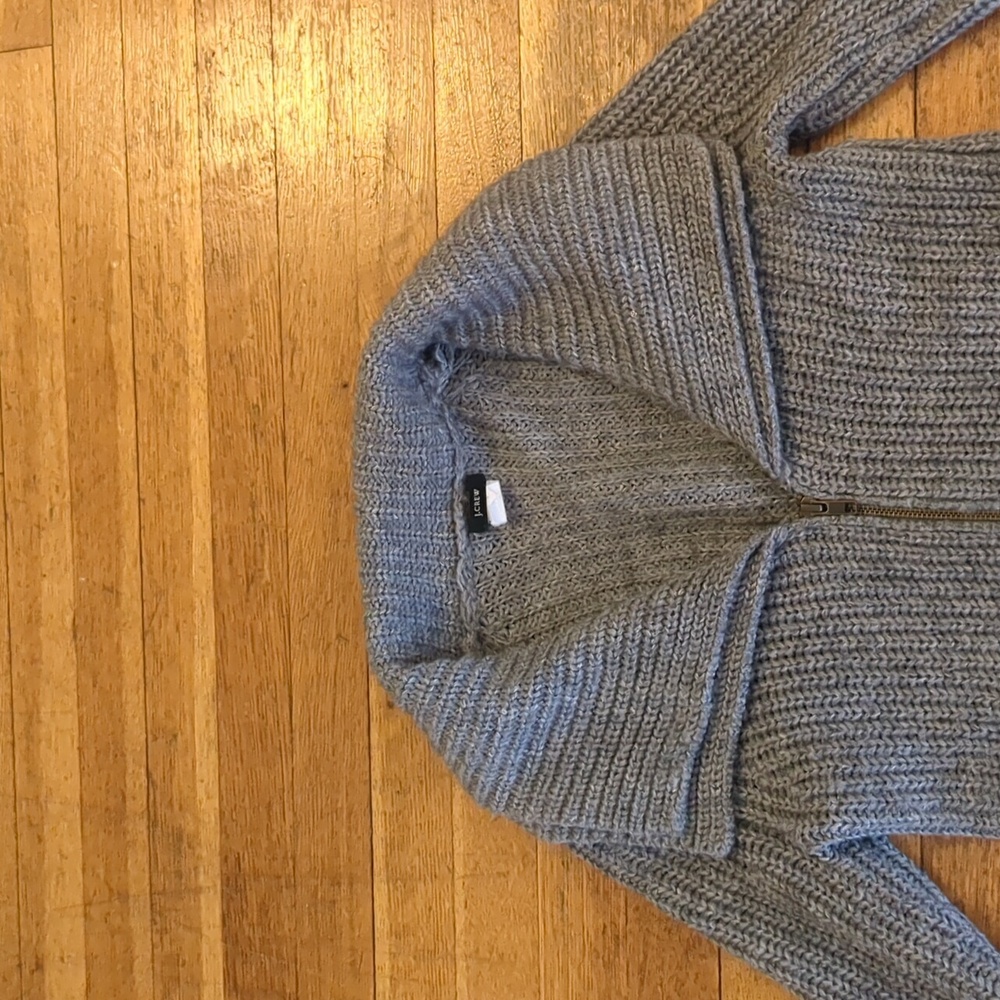 Like New J. Crew Rib Knit Charcoal Gray Sweater Jacket